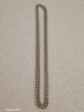 VINTAGE RARE SIGNED ACCESSOCRAFT NYC GOLD ETRUSCAN REVIVAL LONG NECKLACE CHAIN